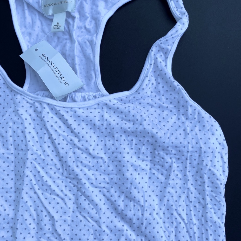 Banana Republic White polka dot racer back camisole womens medium pj tank top